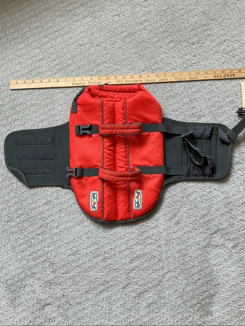 Outward Hound orange Red Padded dog life preserver jacket for boating and water